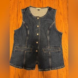 American Eagle Outfitters Dark Wash Denim Button Vest